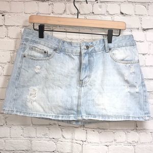 Rue 21 Pale Distressed mini  denim skirt Size 11/12